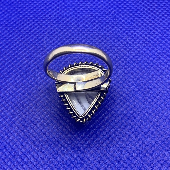 Comfort Curl ADJUSTABLE Dainty Genuine Blue Lace Agate Ring! .925 Silver Overlay - Picture 11 of 15